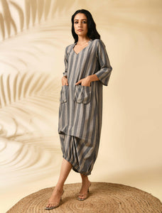 SAND STRIPES UMBRELLA DRESS (B)