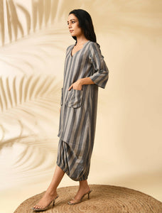 SAND STRIPES UMBRELLA DRESS (B)