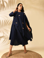 Load image into Gallery viewer, INDIGO CAPE DRESS (with bird motifs)
