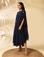 Load image into Gallery viewer, INDIGO CAPE DRESS (with bird motifs)
