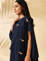 Load image into Gallery viewer, INDIGO CAPE DRESS (with bird motifs)
