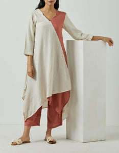 PEACH OVERLAP TUNIC-DRESS