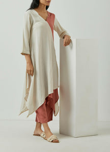 PEACH OVERLAP TUNIC-DRESS