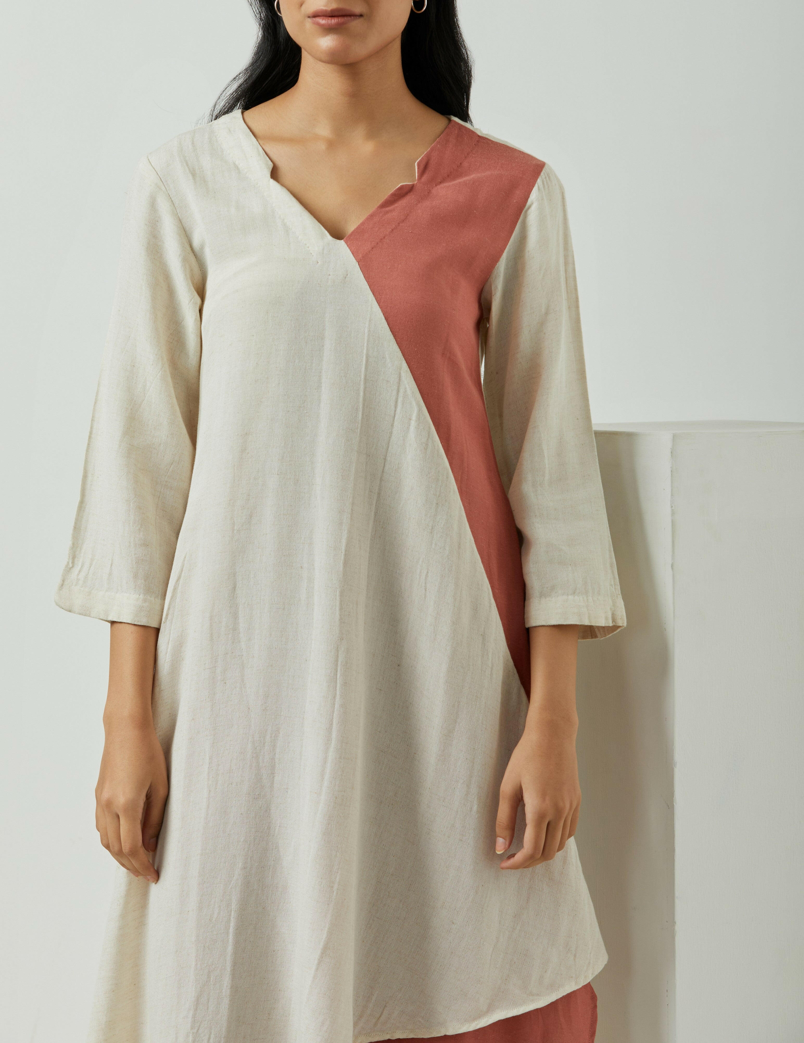 PEACH OVERLAP TUNIC-DRESS